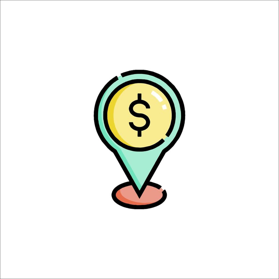 A map pin with a dollar sign on it vector