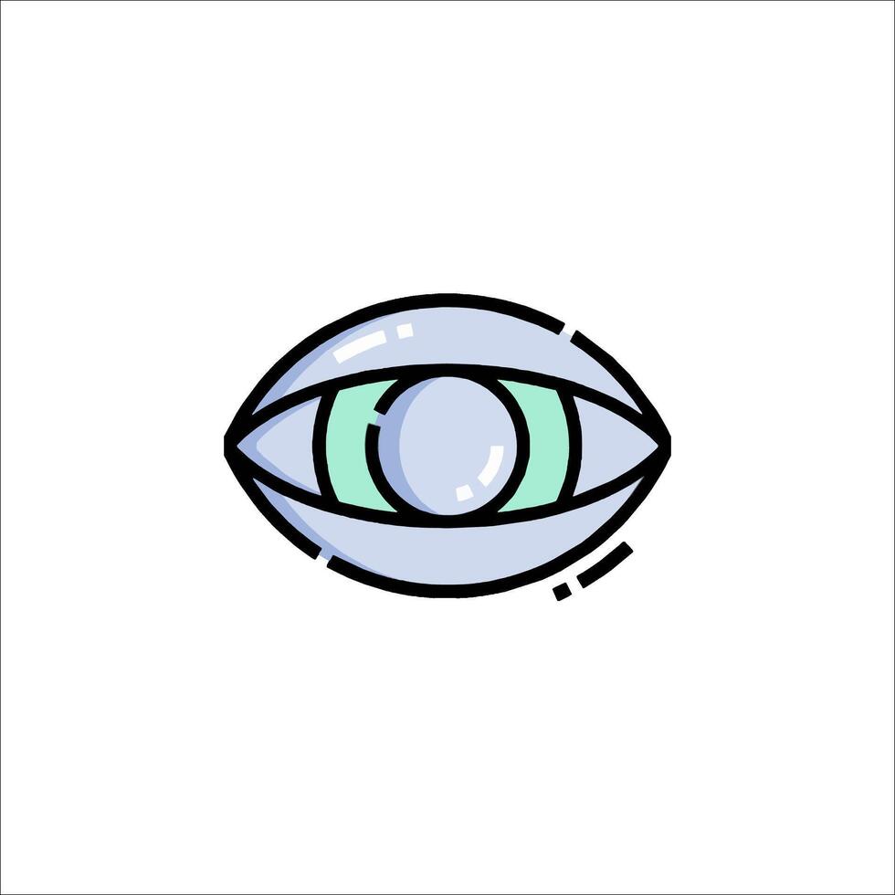 An eye icon with a green and blue color vector