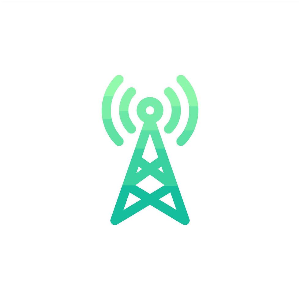 A green and white logo for a radio tower vector
