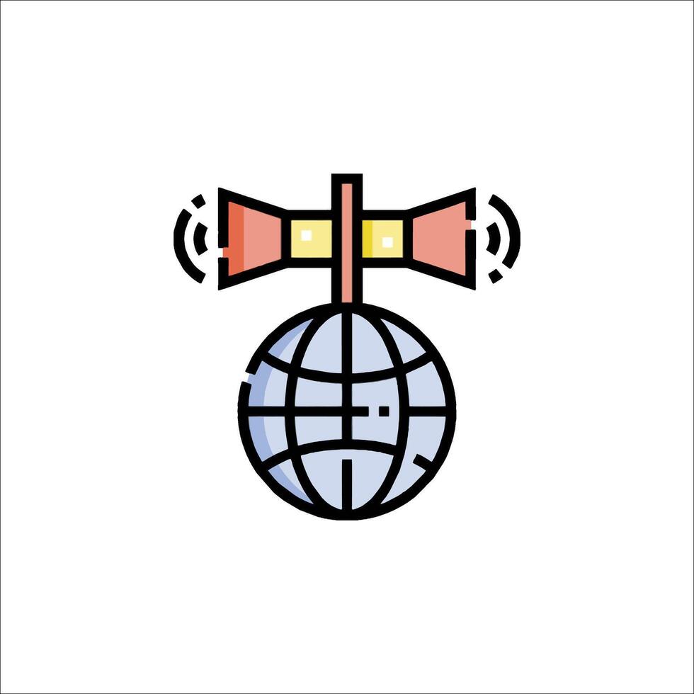 A globe with a satellite on top of it vector