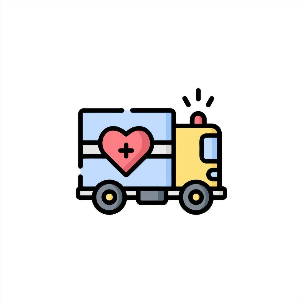 An ambulance truck with a heart on it vector