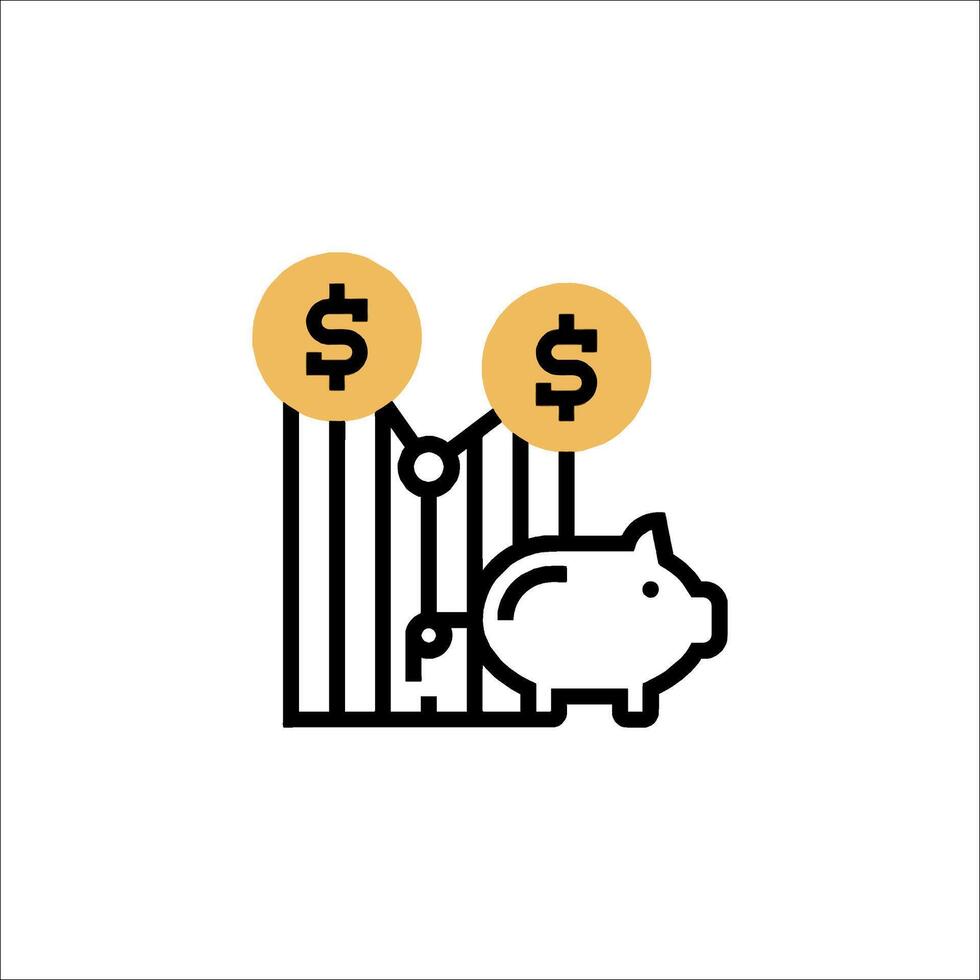 A piggy bank and a dollar sign icon vector