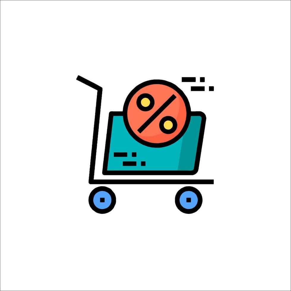 Shopping cart icon with a discount sign vector