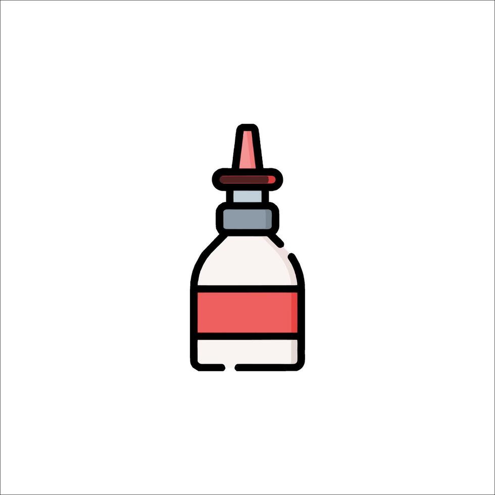 A bottle of liquid with a red cap on top vector