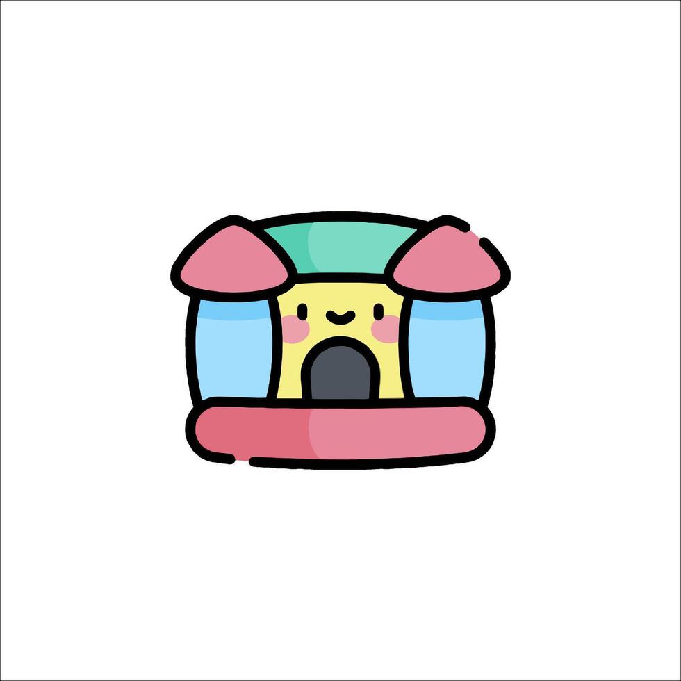 A cute little house with a pink and blue roof vector