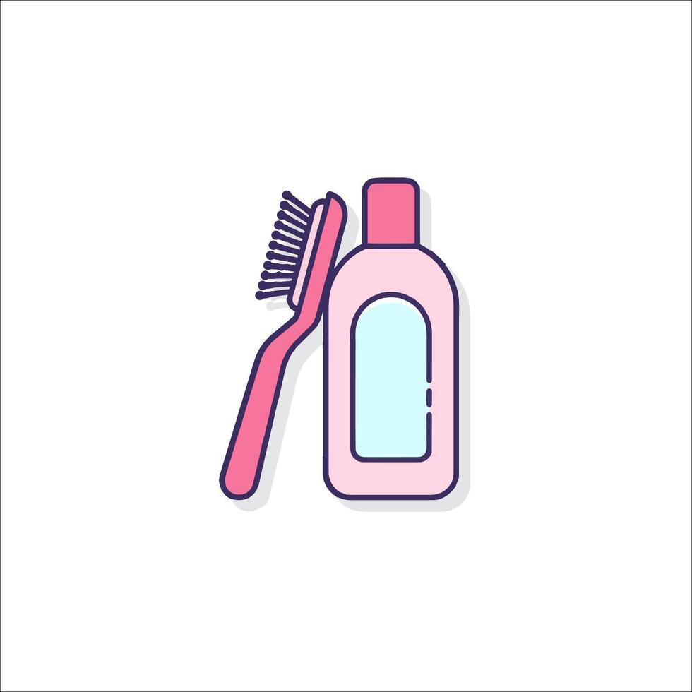 A bottle of toothpaste and a brush icon vector