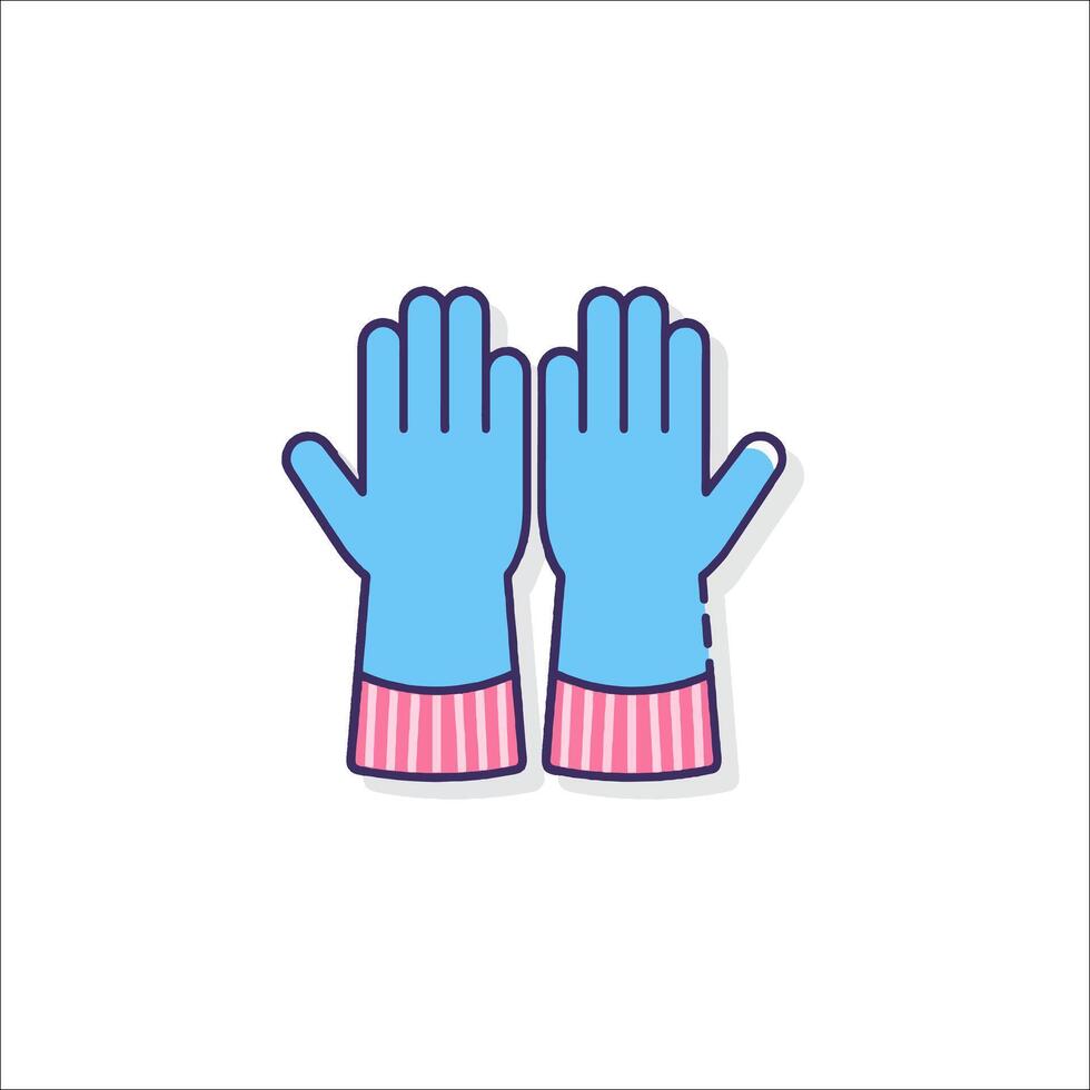 Two blue gloves with pink and white stripes vector