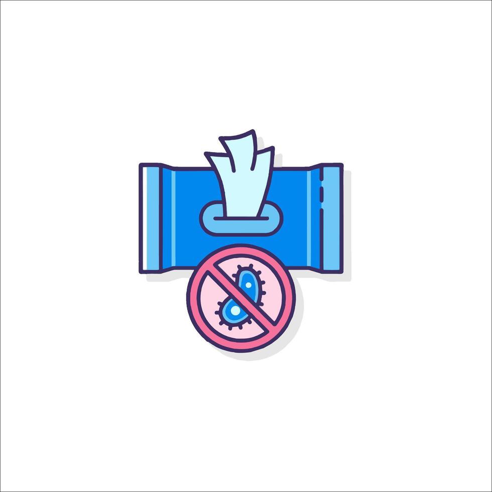 A blue and pink sign with a tissue and a sign that says no vector
