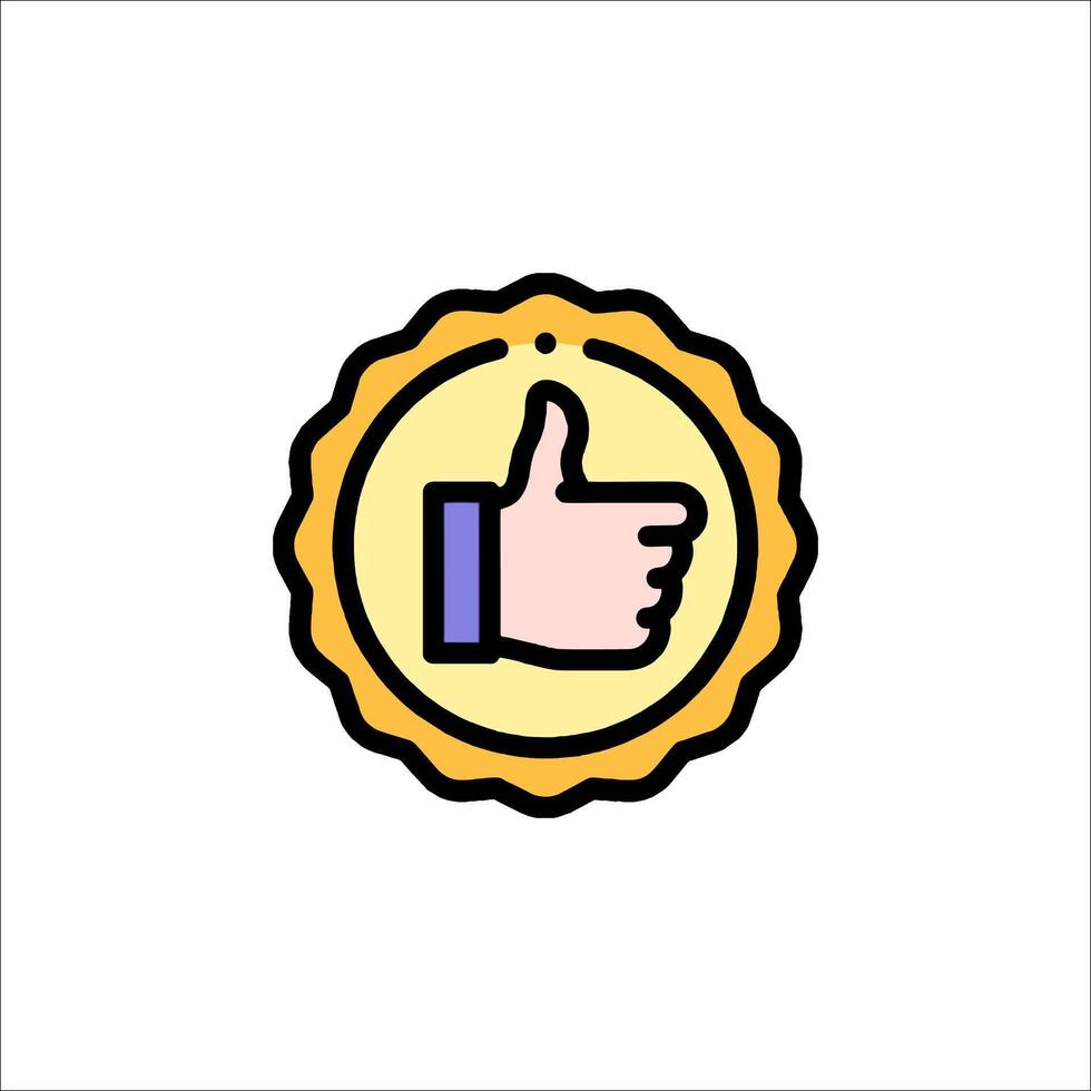 A thumbs up icon with a yellow background vector