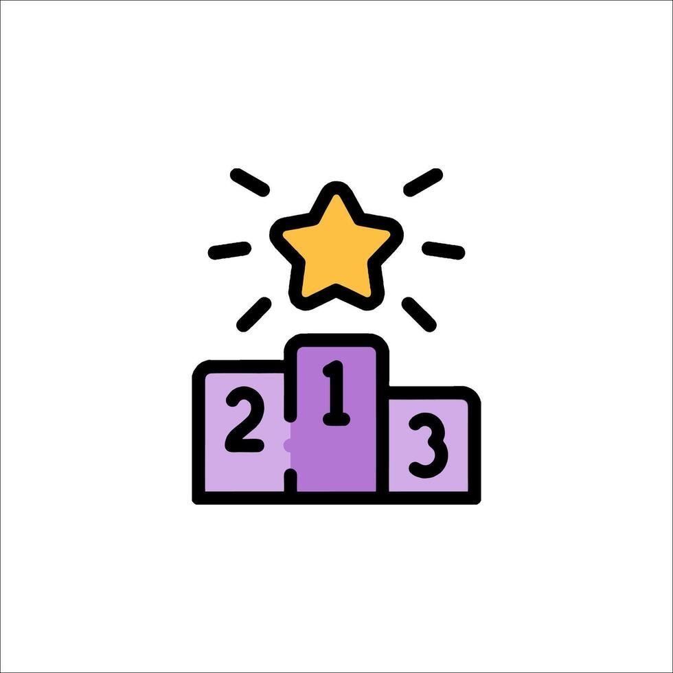 A purple and white icon with a star on top vector
