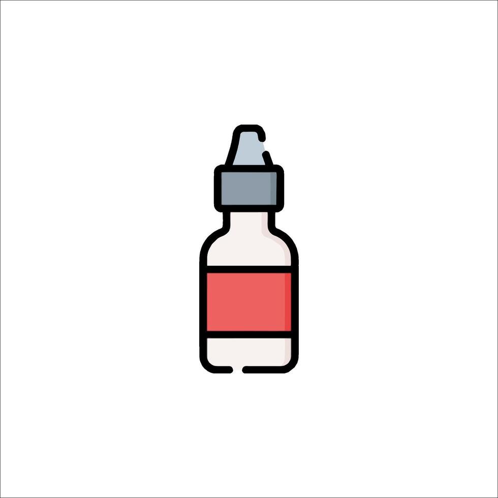 A bottle of liquid with a red cap on it vector