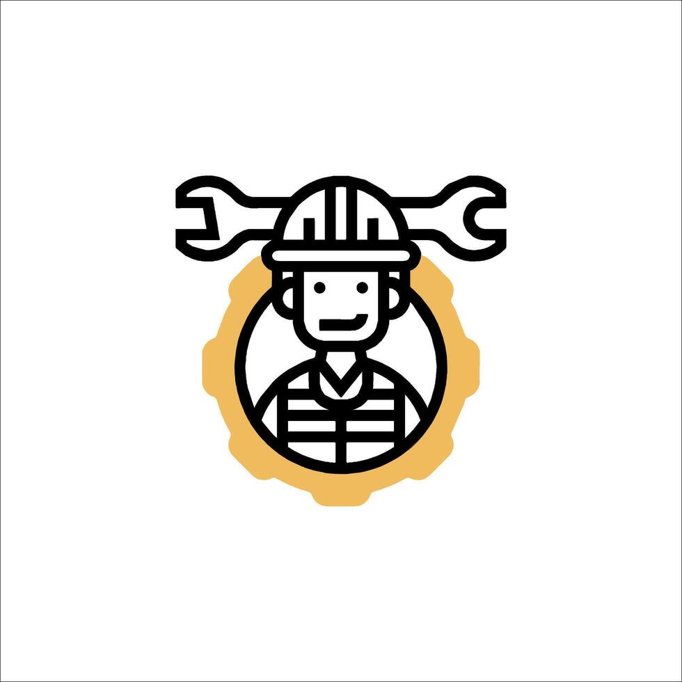 A man with a wrench in his hand is shown in a circle vector