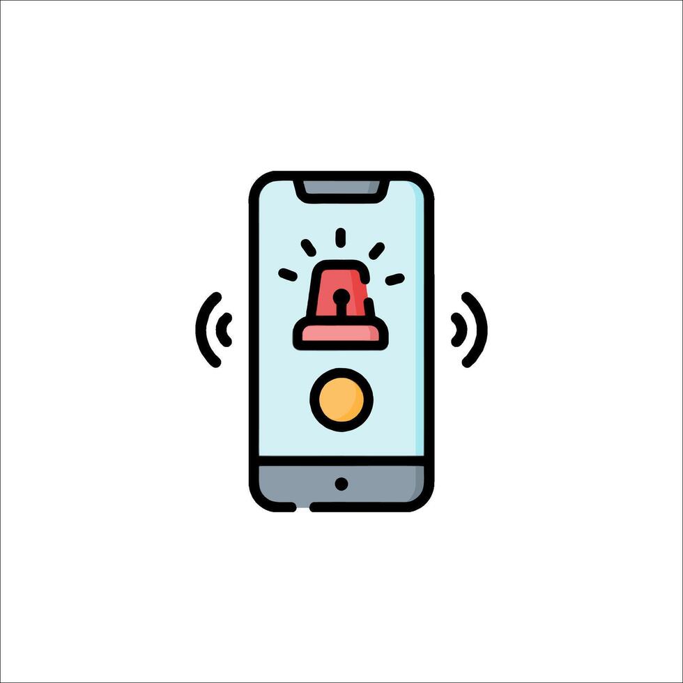 A phone with a red light on it and a button vector