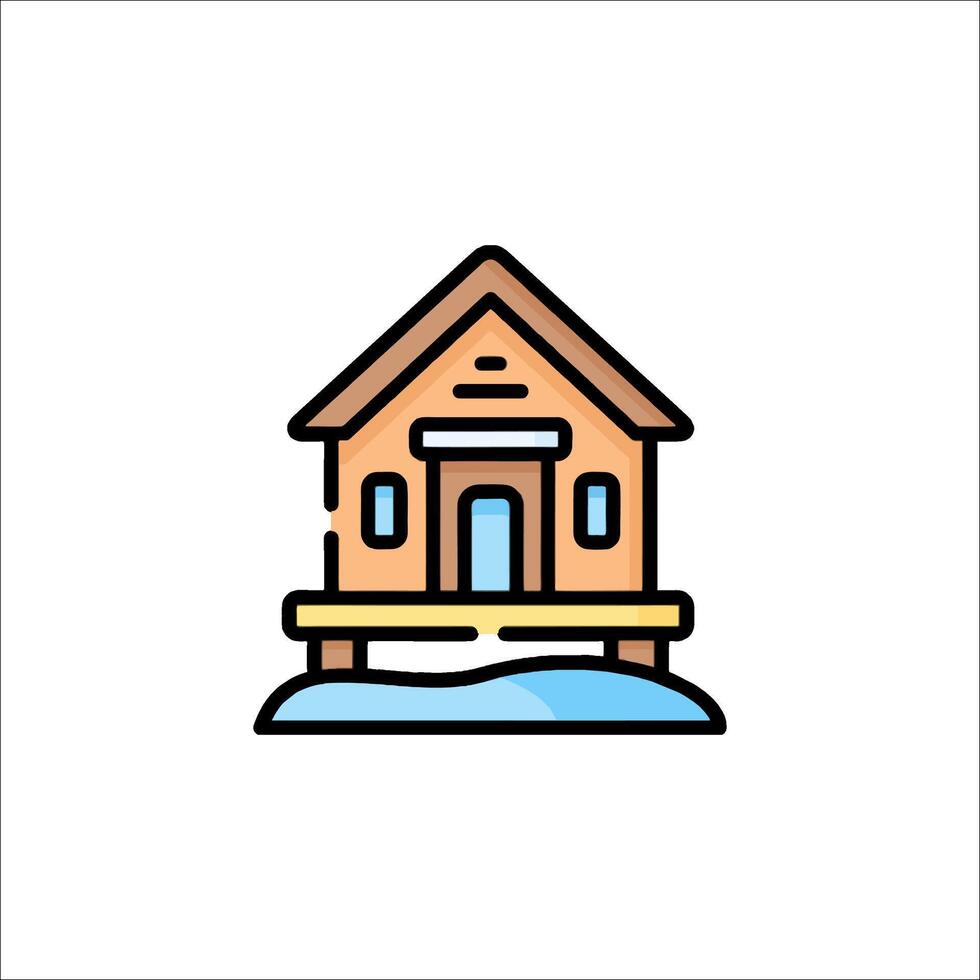 House on the water icon illustration vector