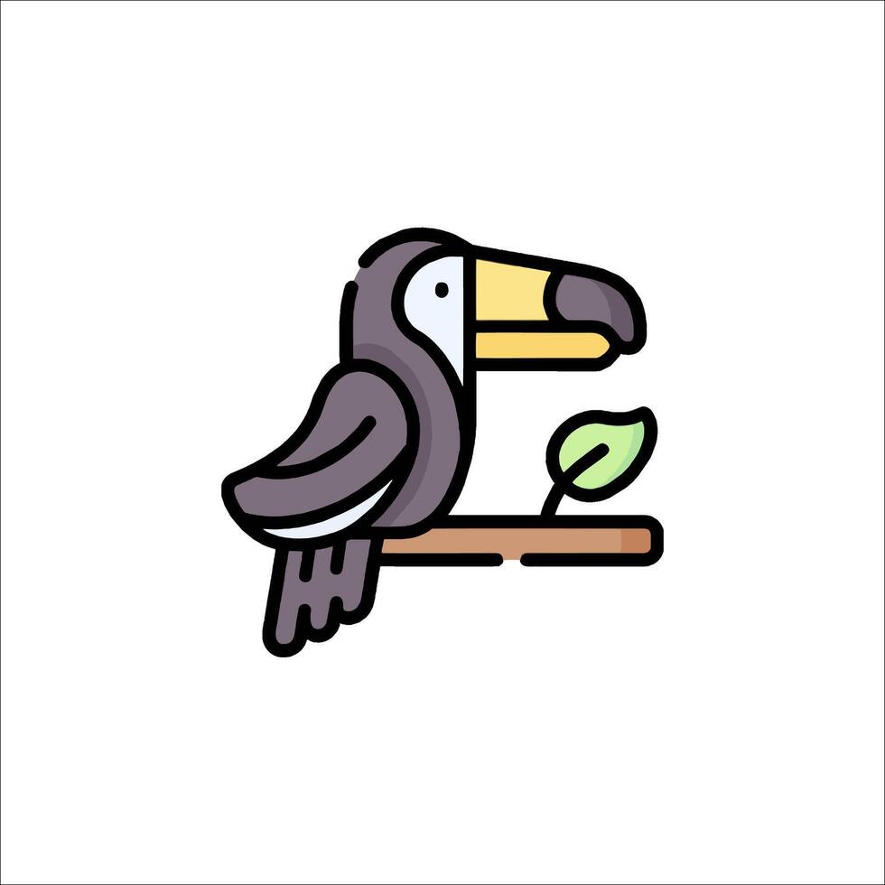 A cartoon toucan sitting on a branch vector