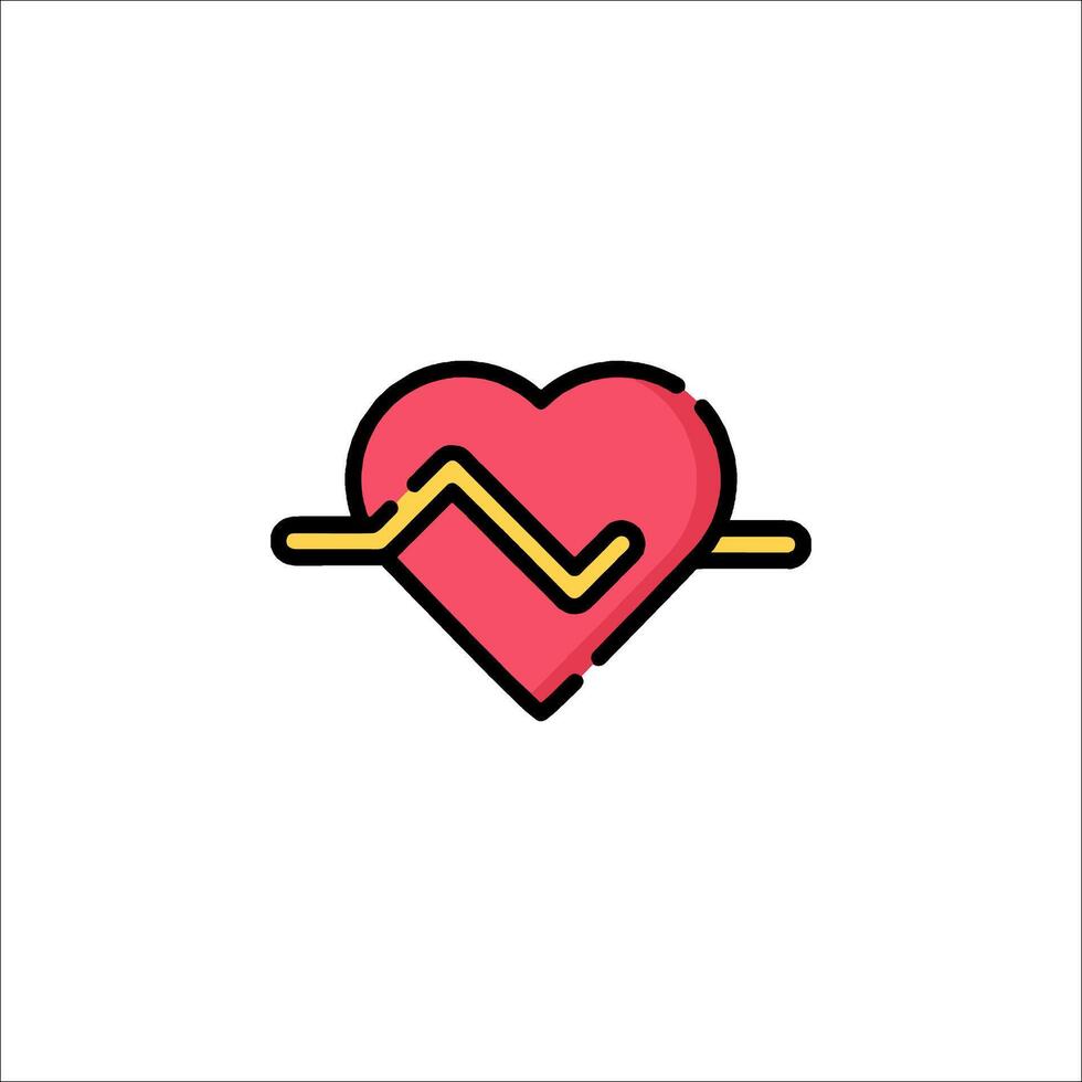 Heartbeat icon with a line drawing of a heart vector