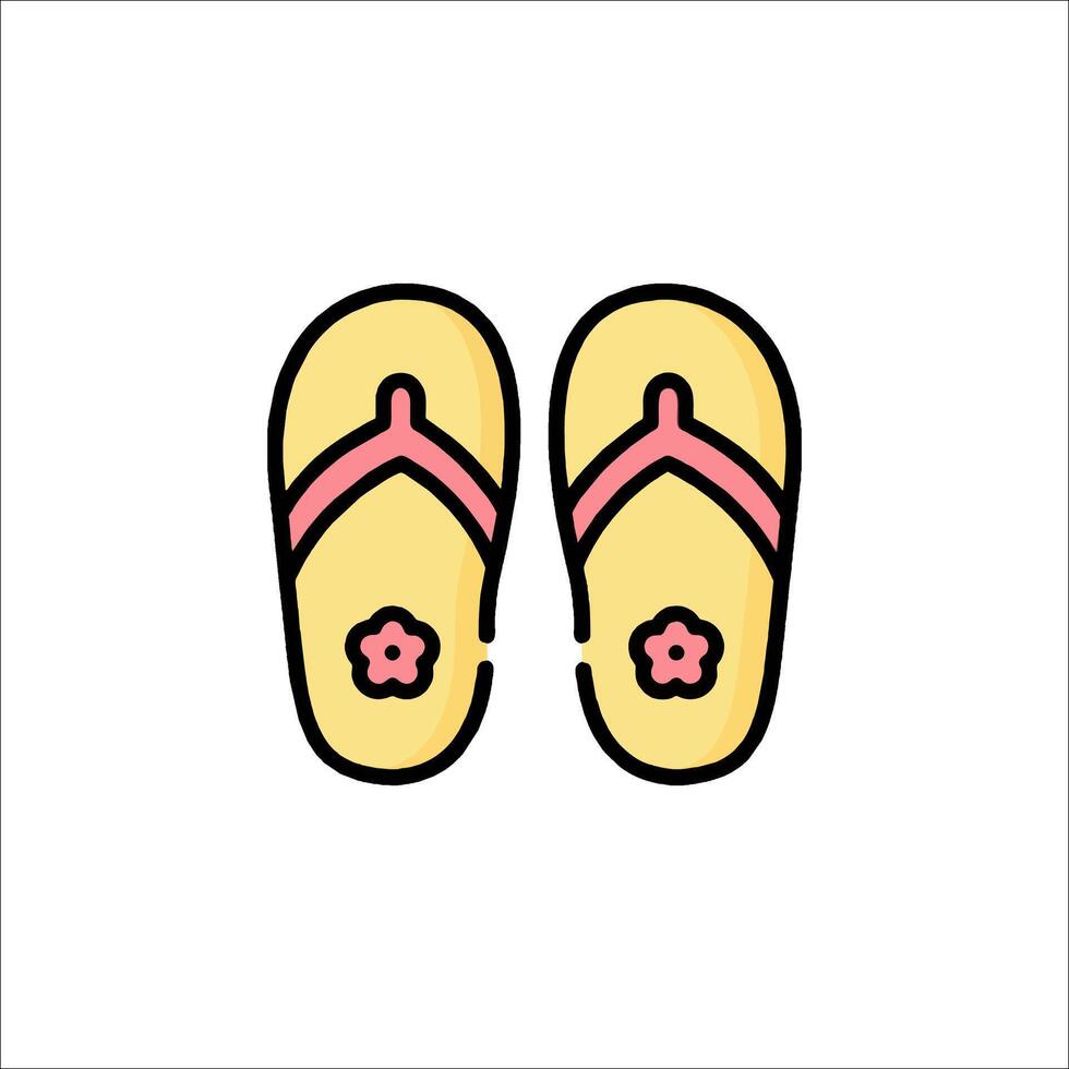 A pair of flip flops with pink flowers on the sole vector