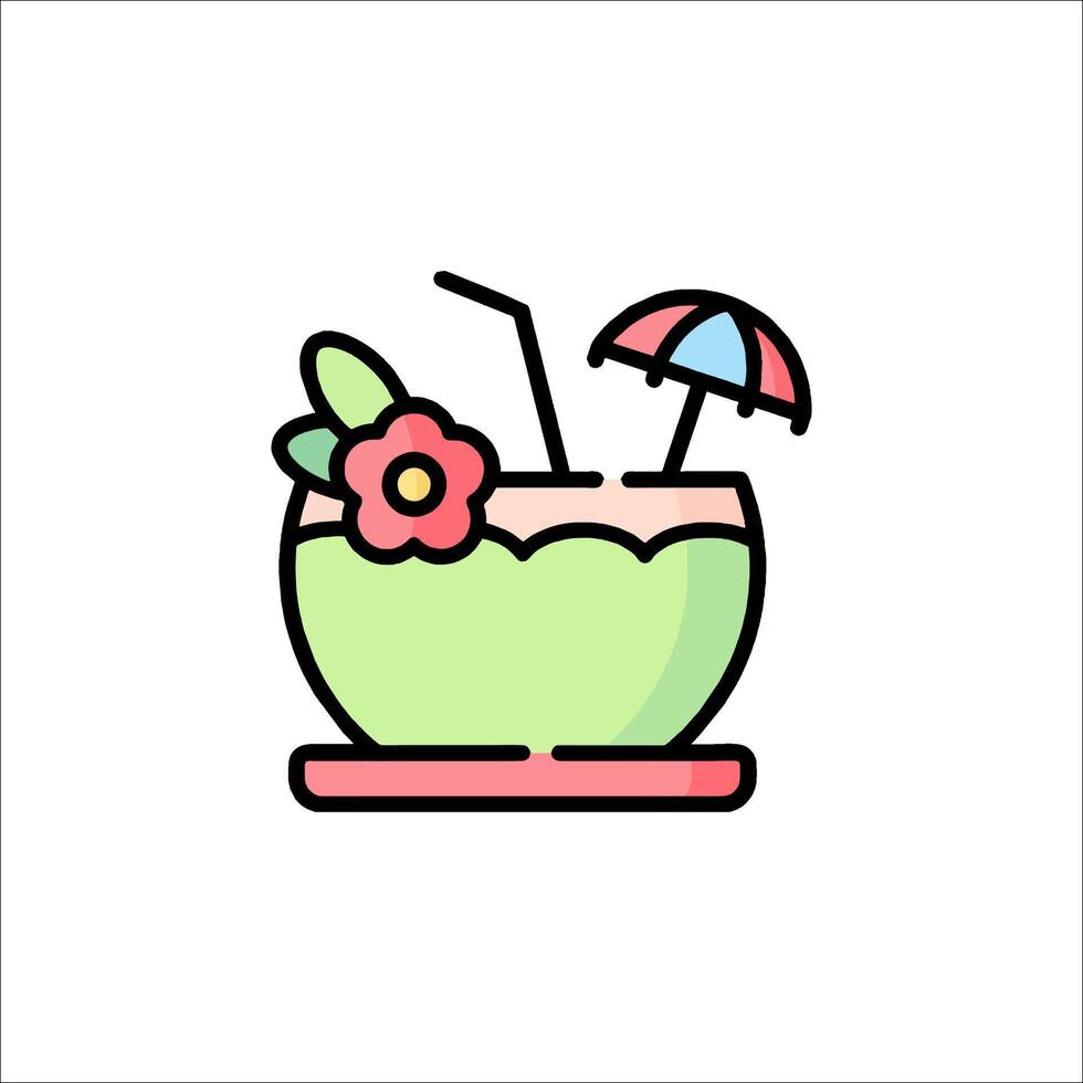 A drink with an umbrella and flowers in it vector