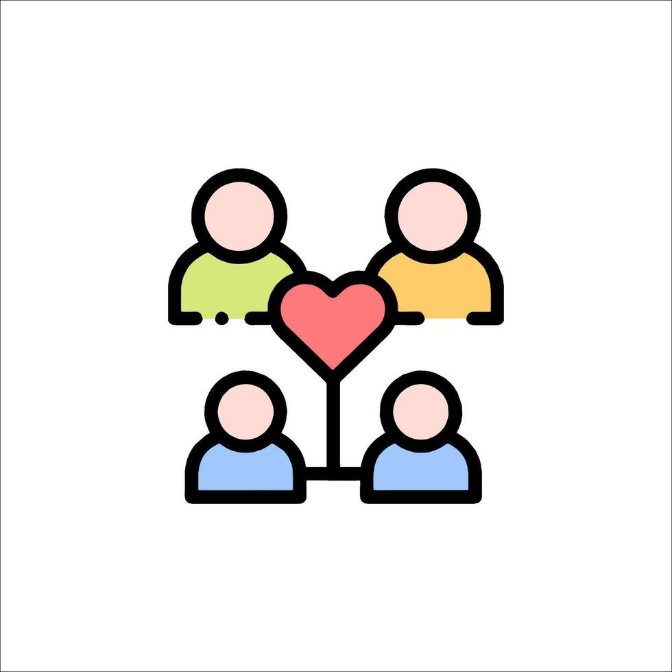 People with heart icon, illustration vector