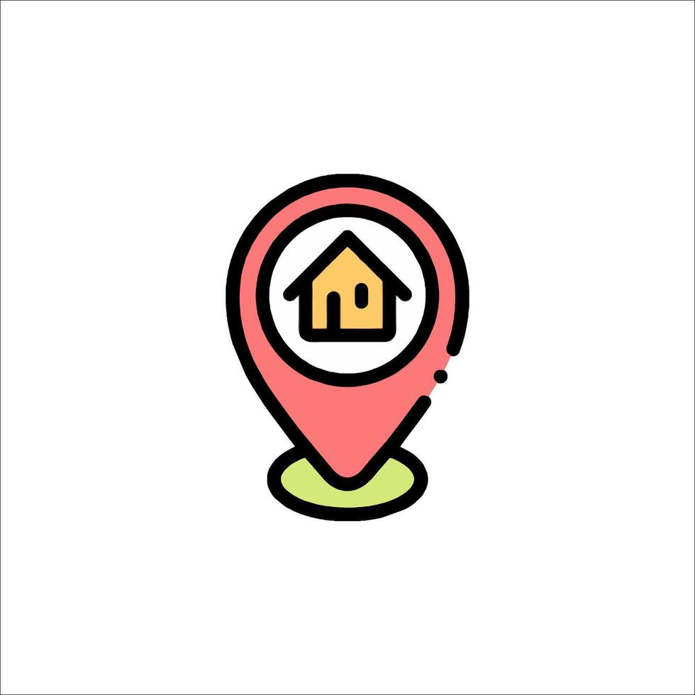 A house icon on a map pointer vector