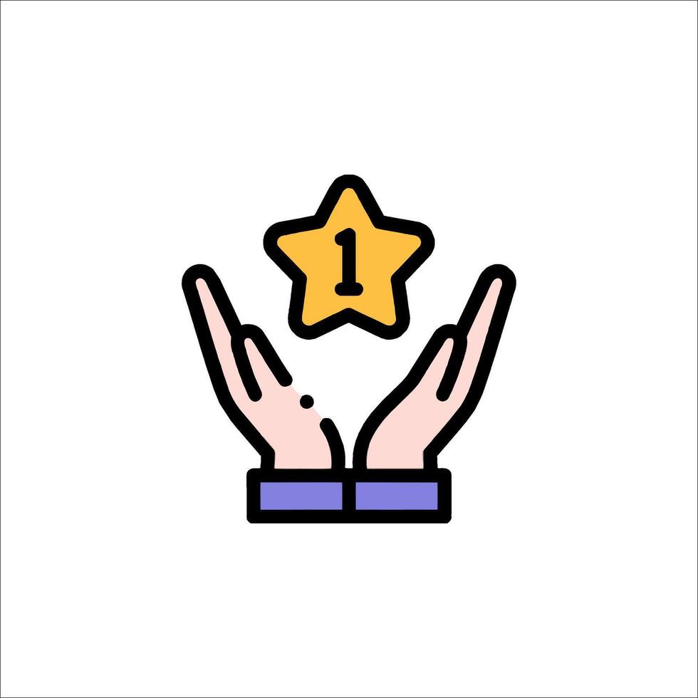 Hands holding a star icon with a star in the middle vector