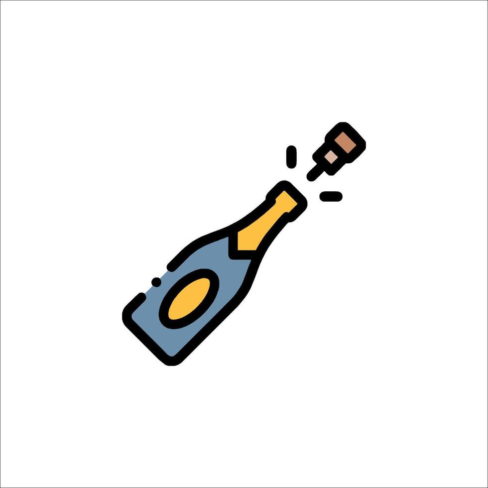 A bottle of champagne with a cork in it vector