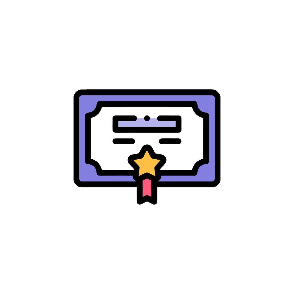 A certificate icon with a star on it vector