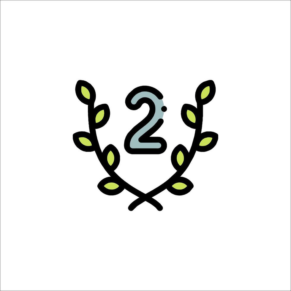 The number two is in a laurel wreath vector