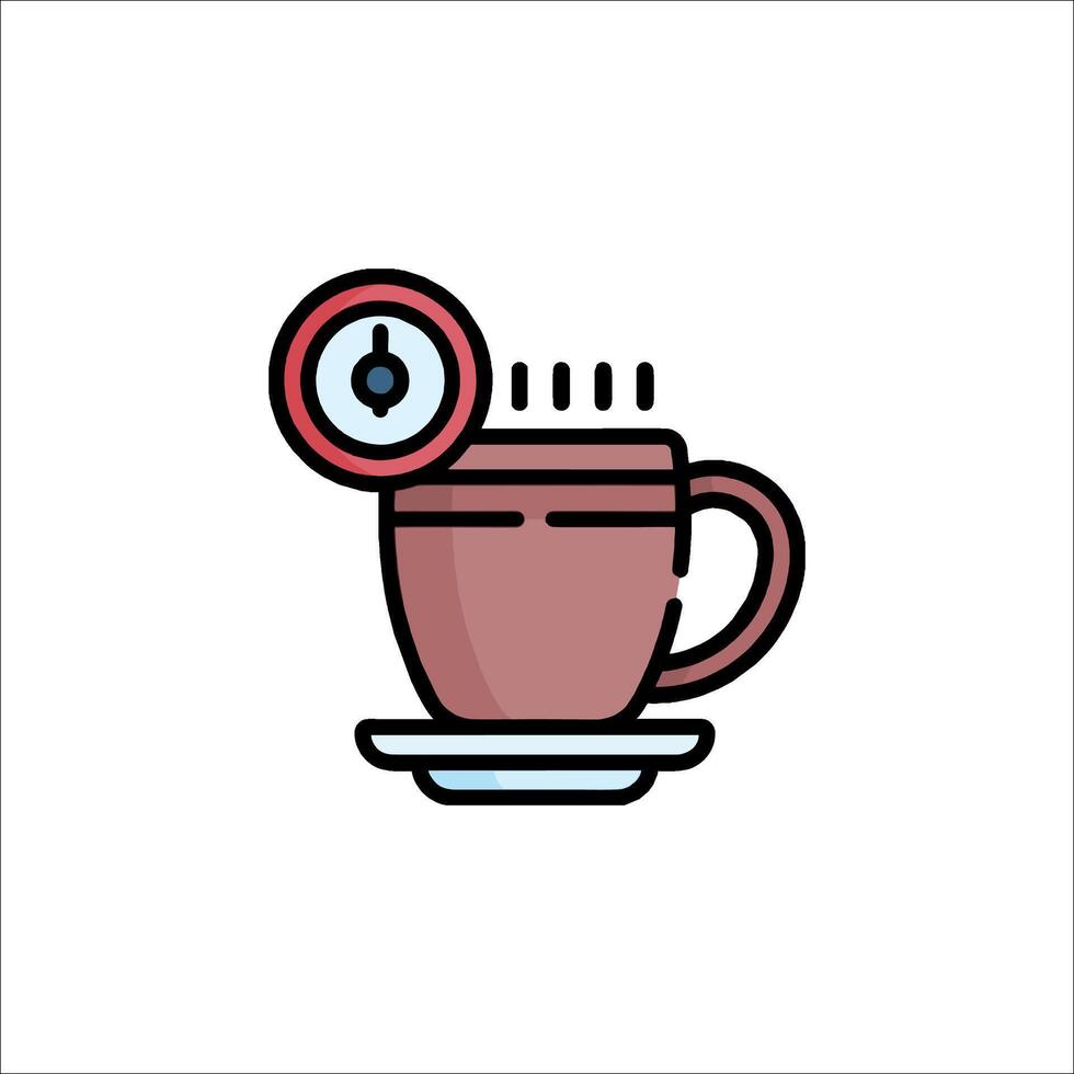 Coffee cup icon with clock illustration vector