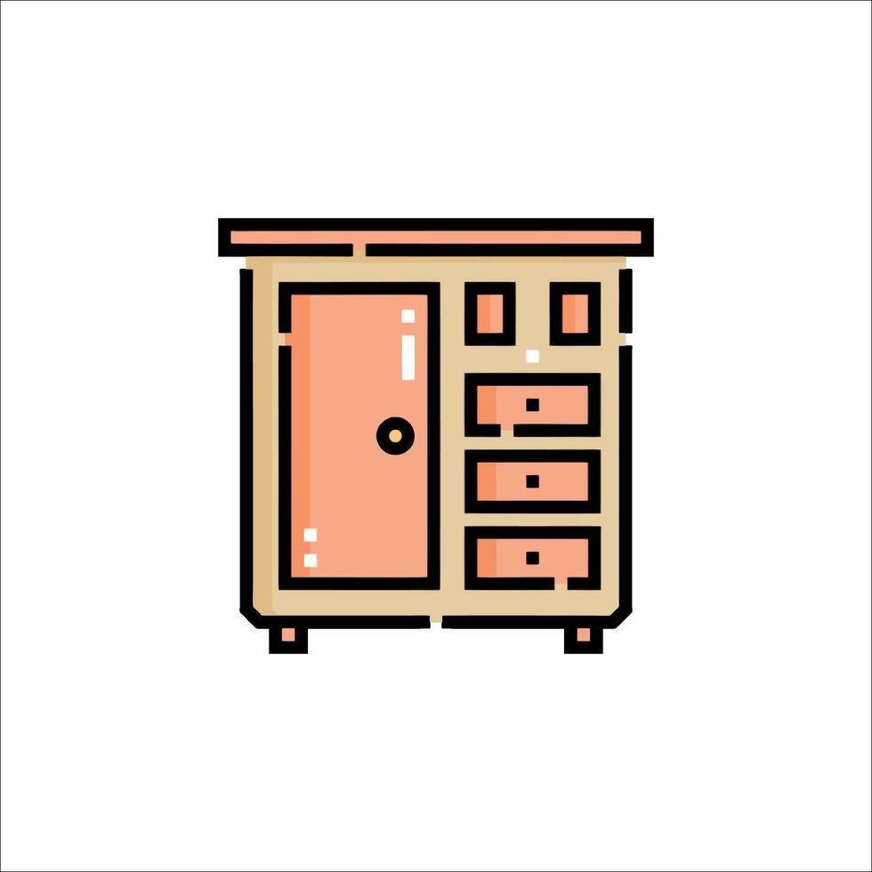 A cabinet with drawers and doors on a white background vector