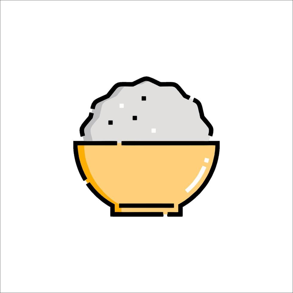 Rice bowl icon on white background vector