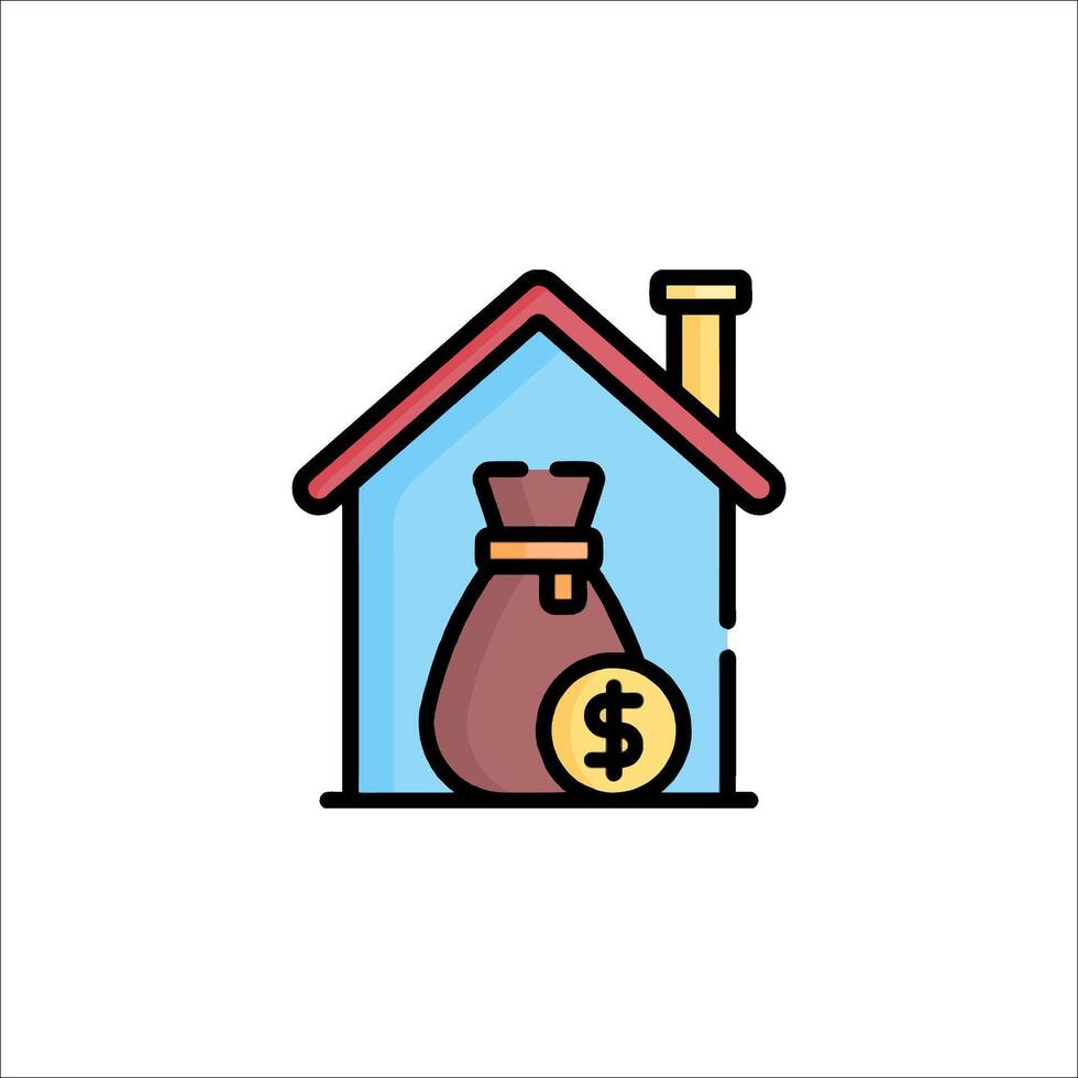 House with money bag icon vector