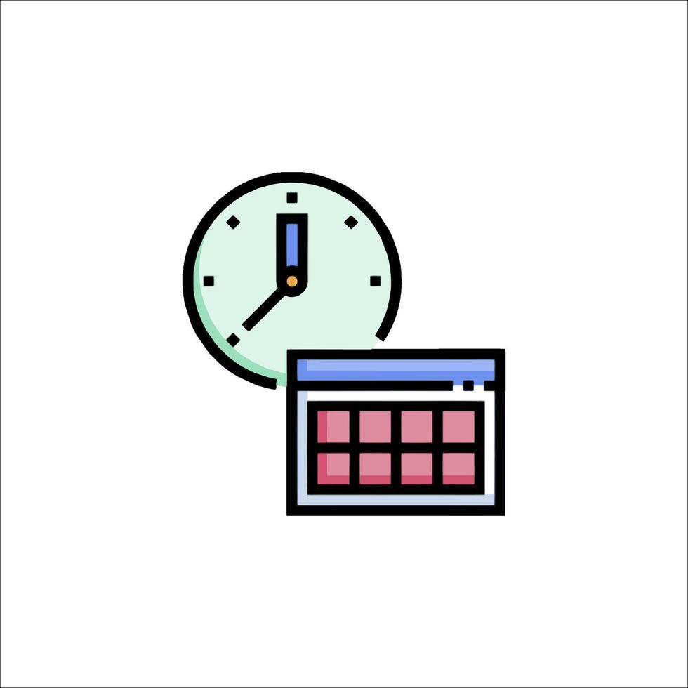 A clock and calendar icon on a white background vector