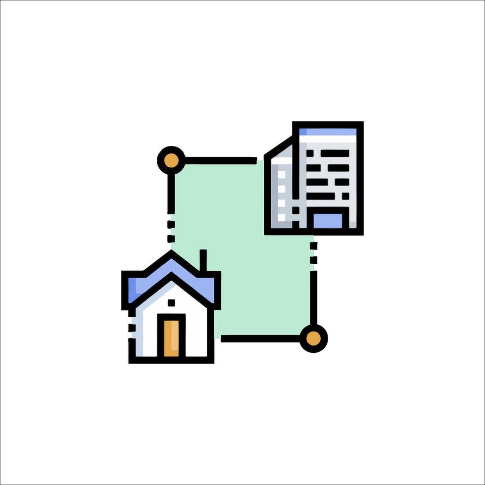 A house and a building icon vector