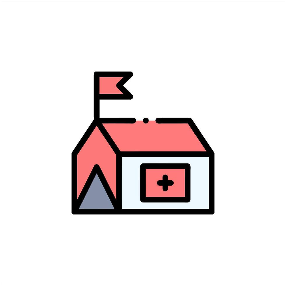 A house with a flag on top and a red cross on the roof vector