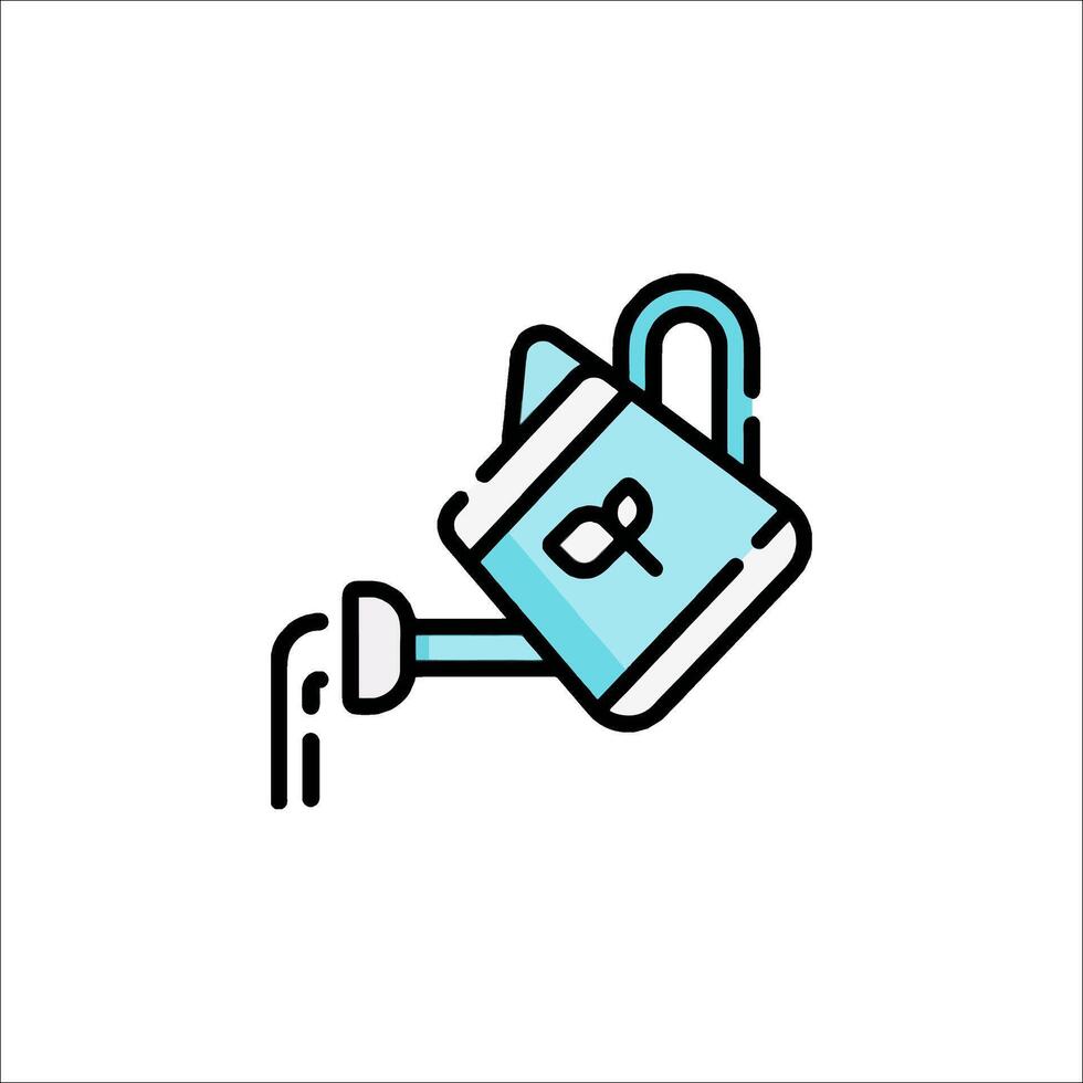 A watering can icon with a plant in it vector