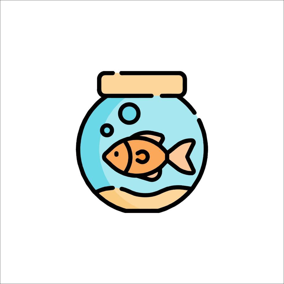 Fish in a glass jar icon vector