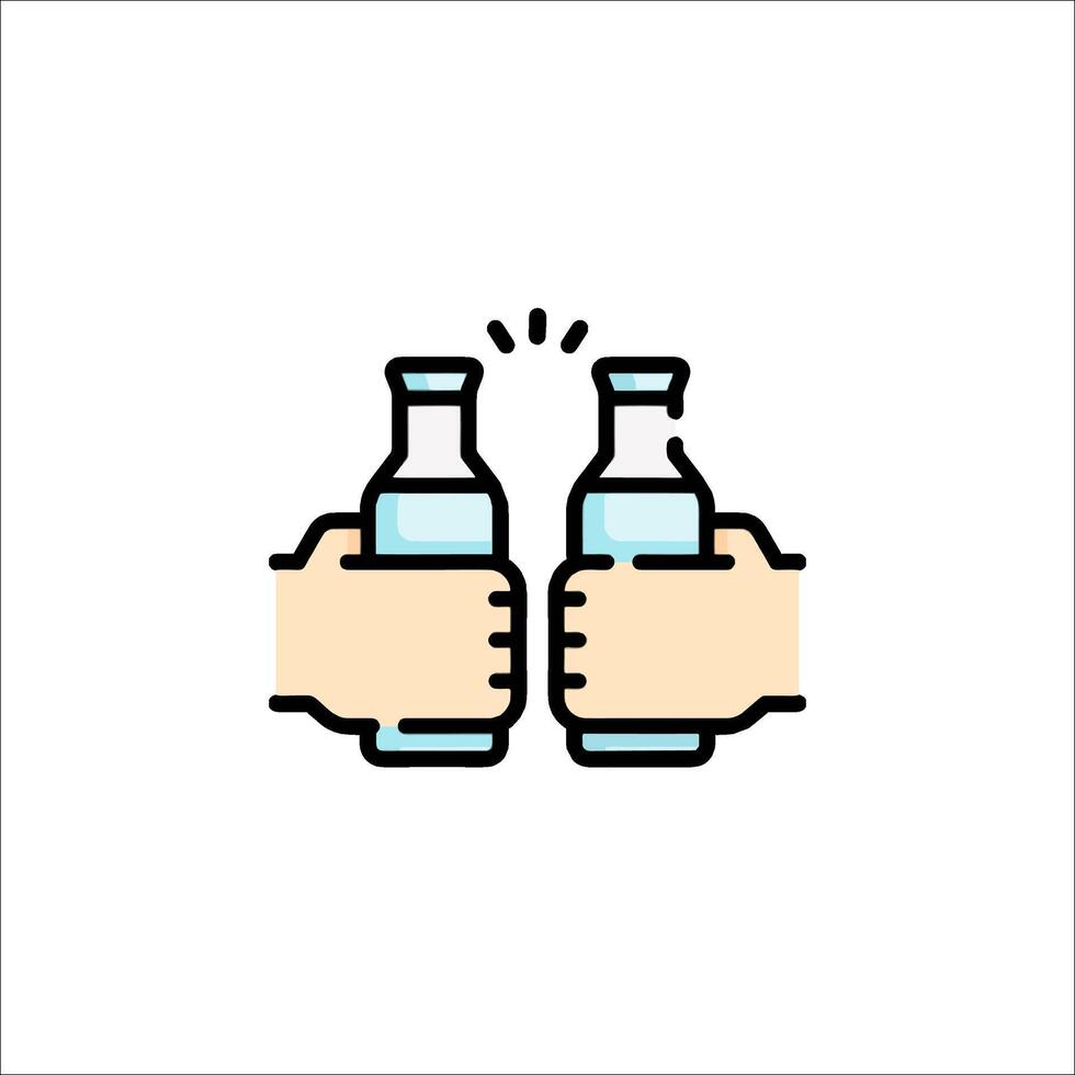 Two hands holding two bottles of water vector