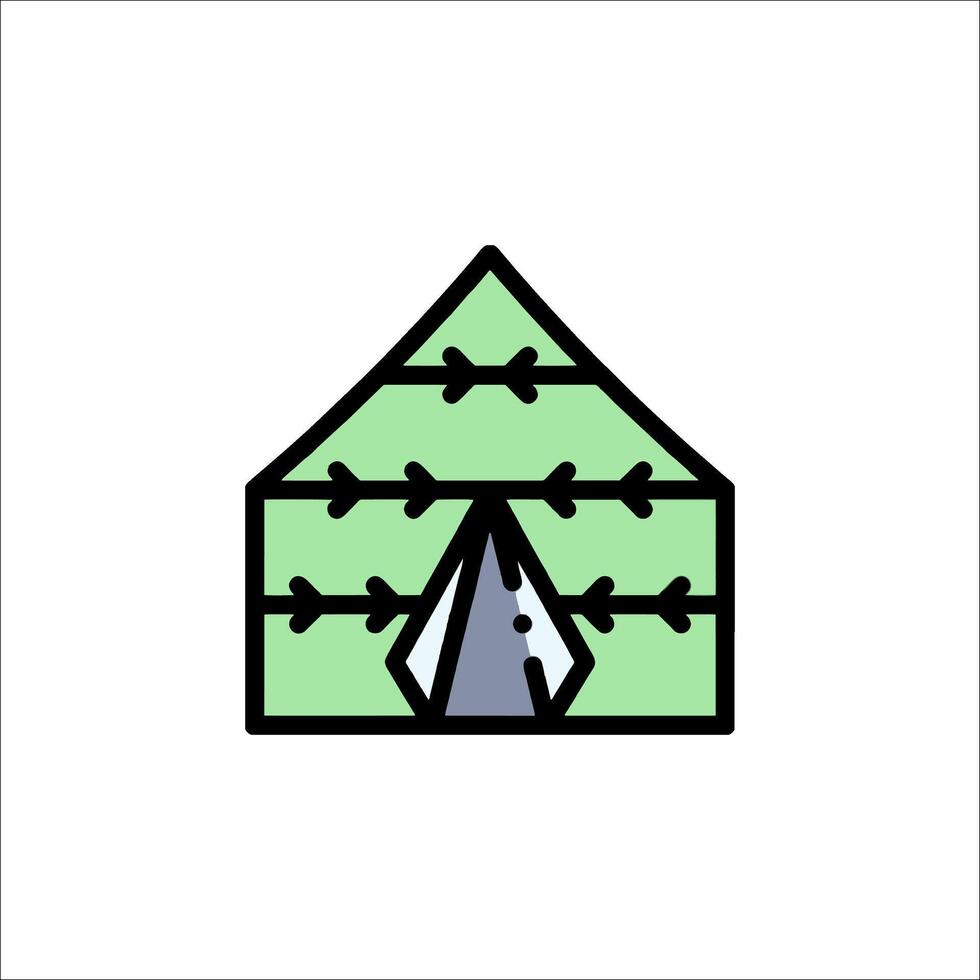 A green tent icon on a white background vector