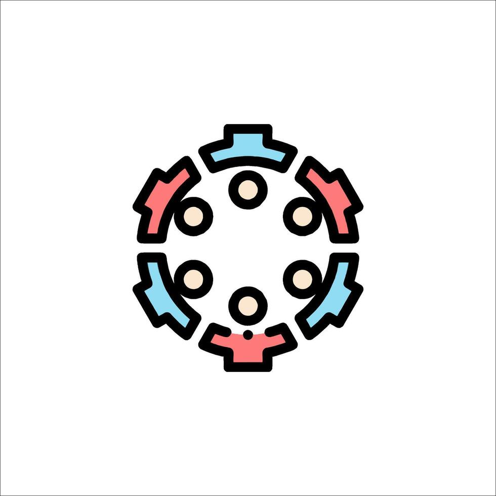 A group of people in a circle with arrows vector