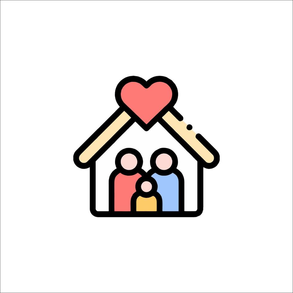 Family home icon with heart shape vector