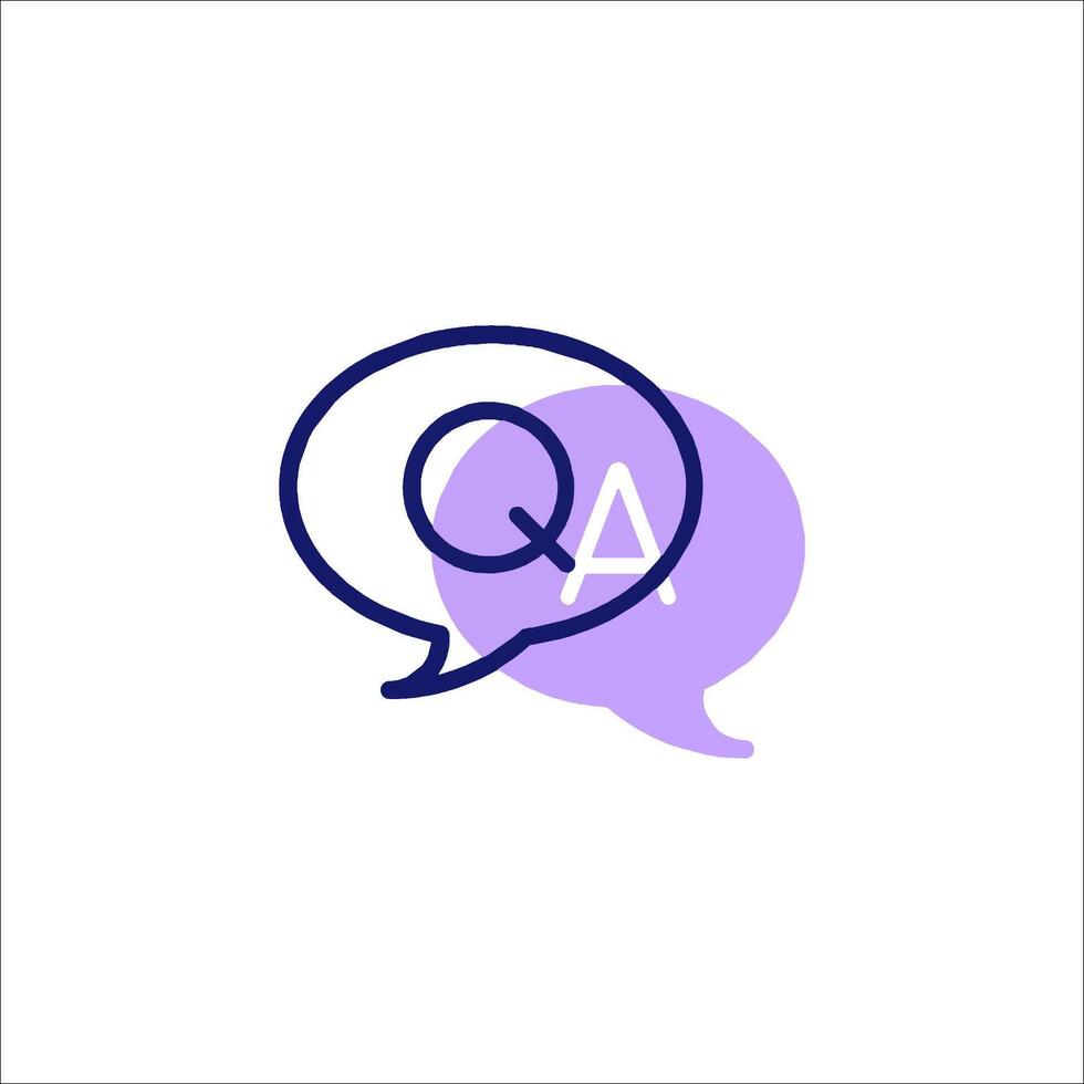 A speech bubble with the word qa vector