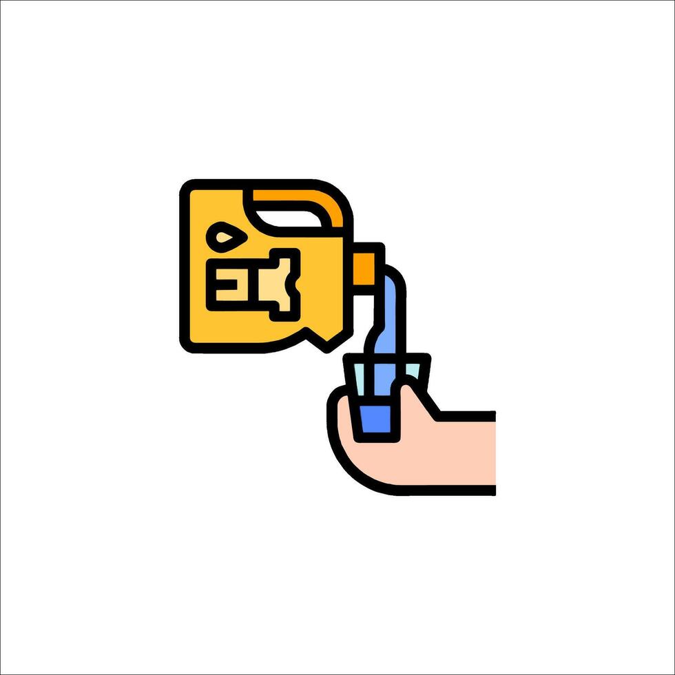 A hand holding a bottle of fuel and pouring it into a car vector