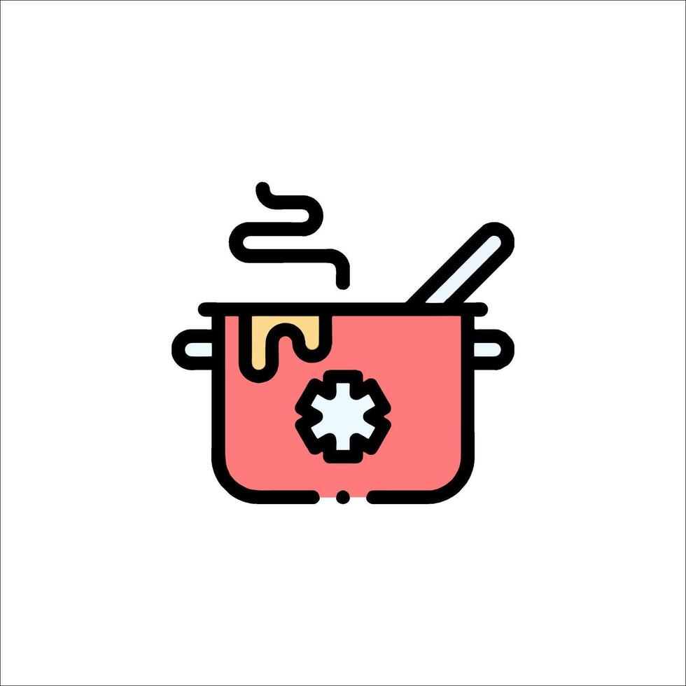 A red pot with a spoon and a spoon in it vector
