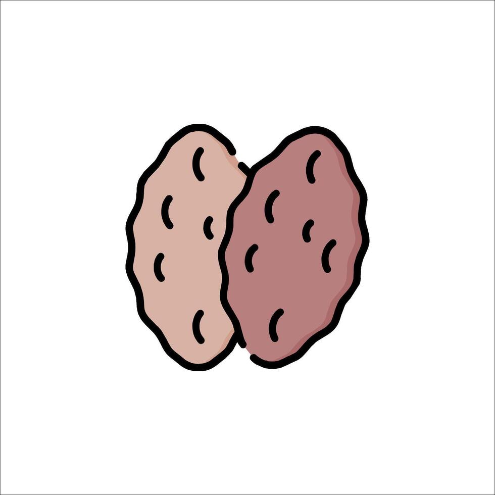 Two nuts in a line on a white background vector