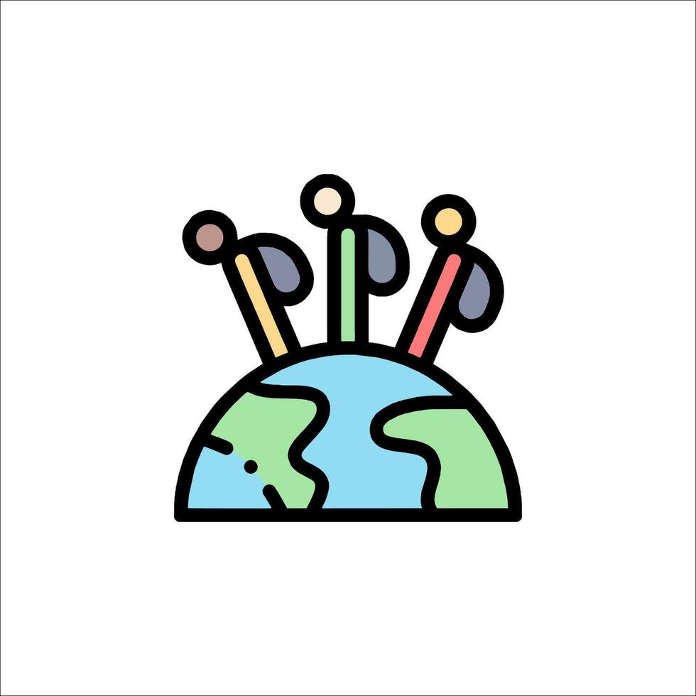 People on the earth with a globe icon vector