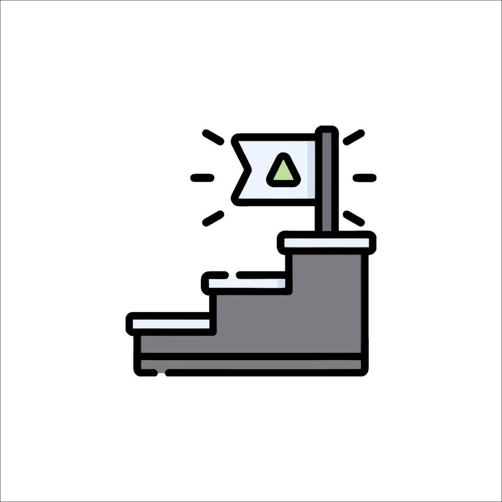 A stairway with a flag on top of it vector
