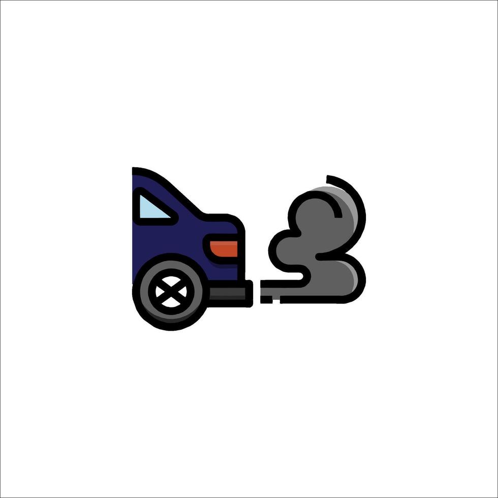 Car with smoke coming out of the exhaust vector