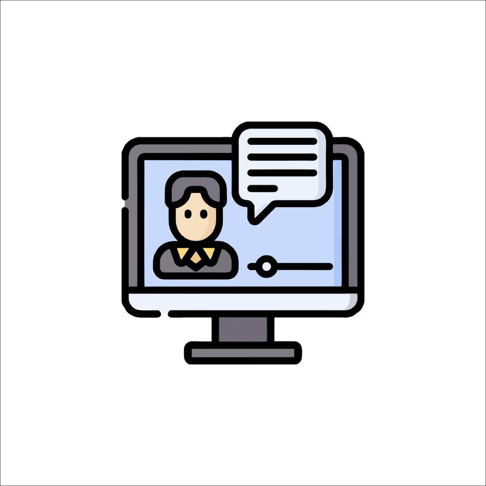 A computer screen with a person talking to someone vector