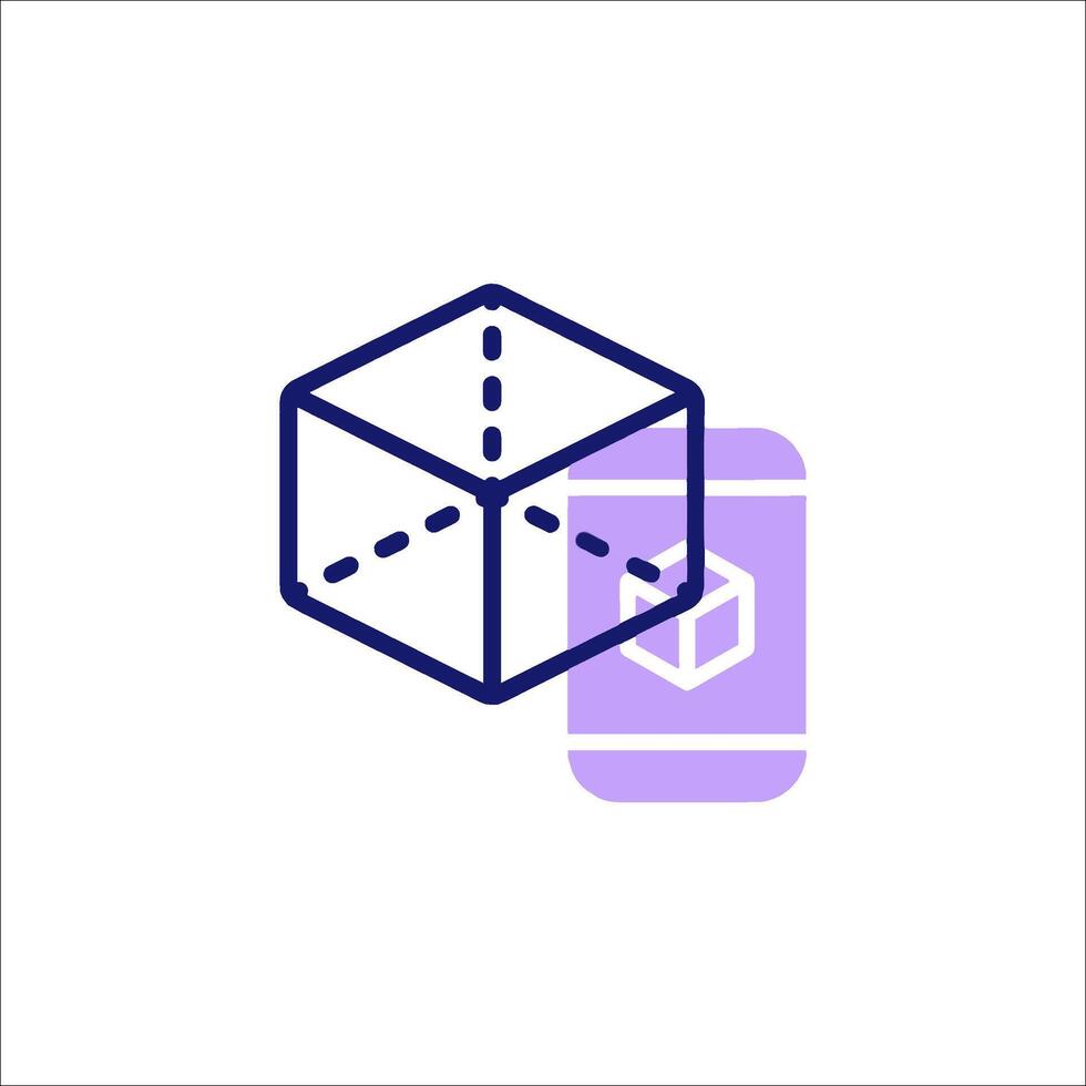 A purple cube with a line through it vector